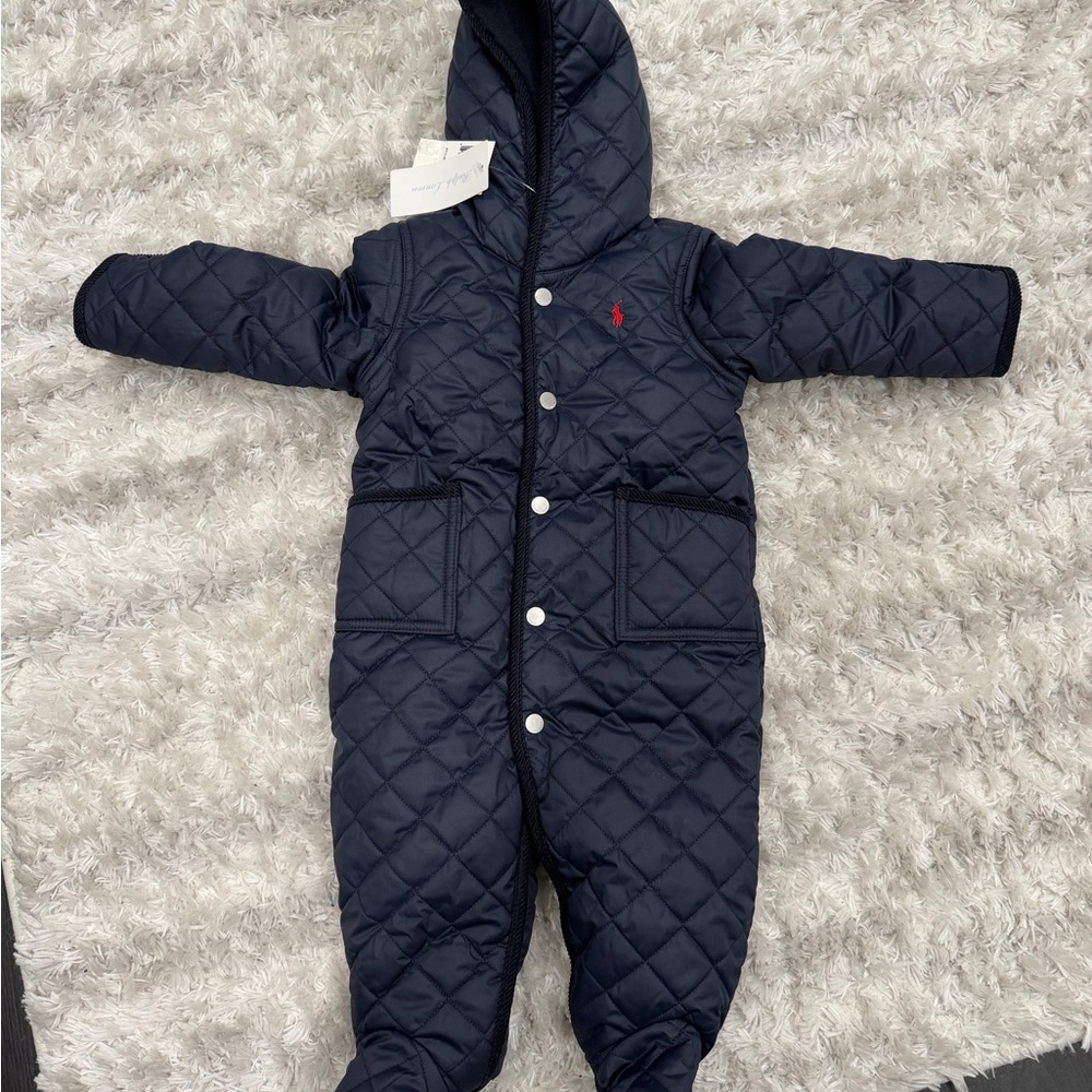 Ralph Lauren Blue Hooded Barn Bunting